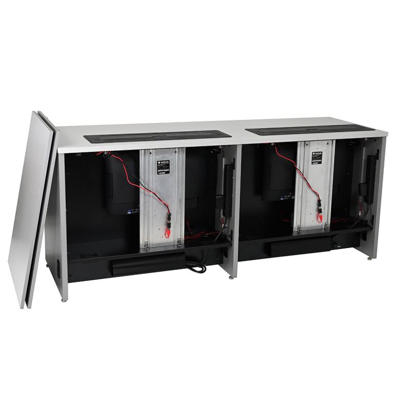 Computer Training Desk Dual Trolley Monitor Lift